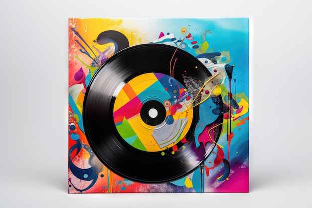 Farbige Vinylplatte auf abstraktem Hintergrund