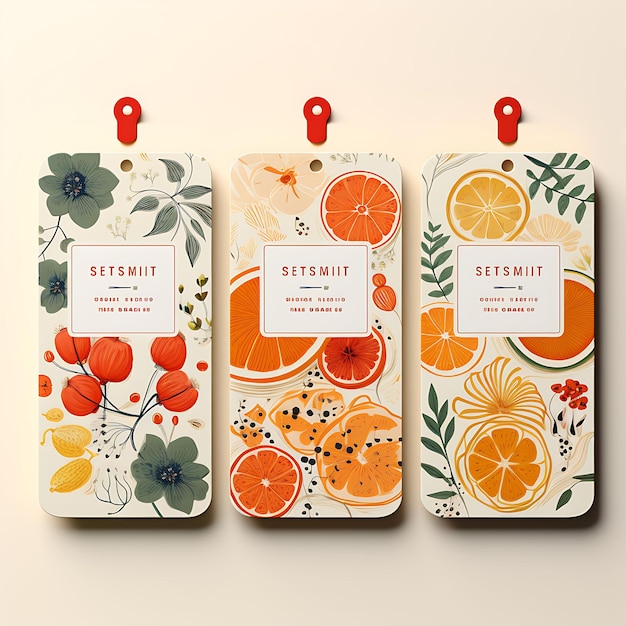 Farbige von aromatischen Obstgeschäft Tag Card Duftpapier Tag Card Wavy Sha Skizze Aquarell-Stil