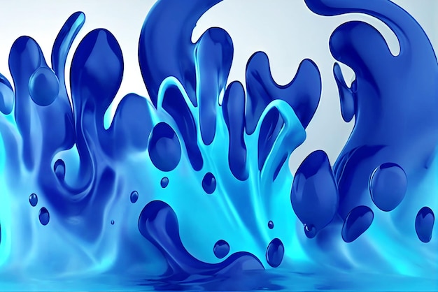 Farbige Wasserspritzer bewirken, dass flüssige Tropfen fließen