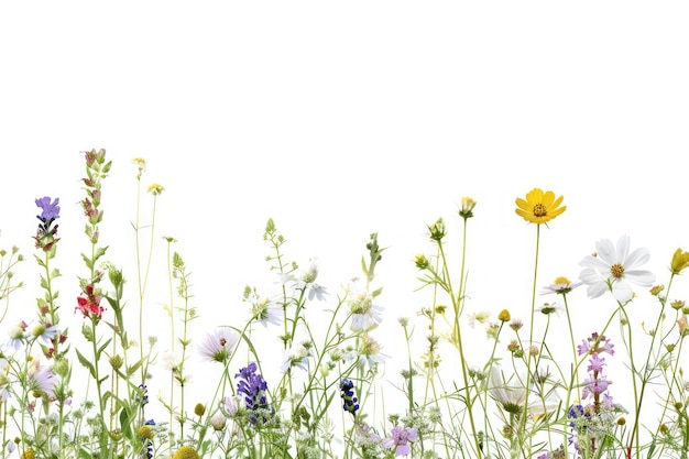 Farbige Wildblumen auf weißem Hintergrund