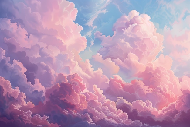 Farbige Wolken am Himmel 3D-Illustration Toned