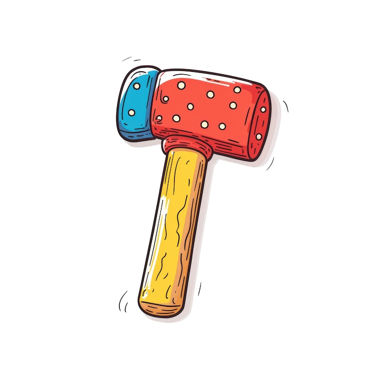 Foto farbige zeichentrickfilm-illustration von gummi-mallet