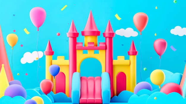 Farbige Zeichentrickfilme mit aufspringenden Schlösser und Ballons