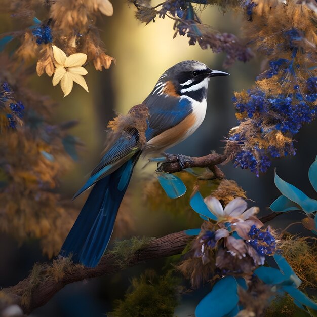 Foto farbiger arakabird im wald ai erzeugt