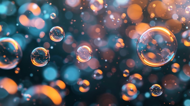 Farbiger Bokeh-Hintergrund mit schwimmenden Blasen