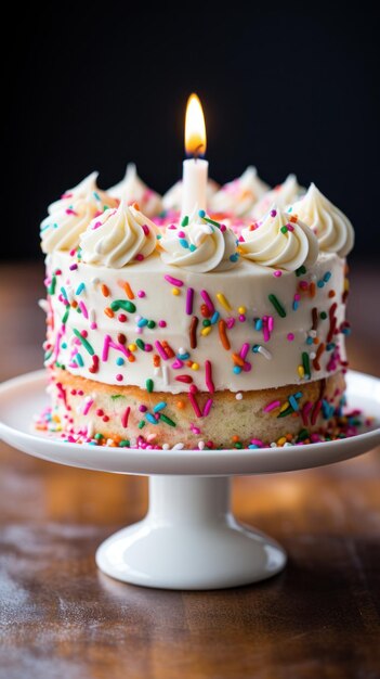 Foto farbiger funfetti-kuchen mit vanille-buttercreme und sprinkles