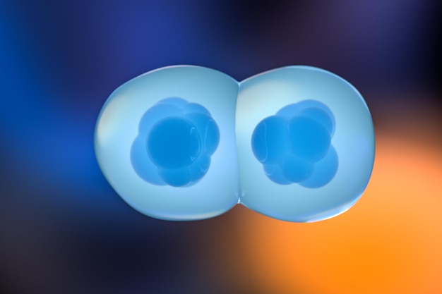 Farbiger Hintergrund und Zellen das Konzept der Biotechnologie 3D-Rendering