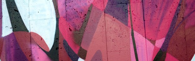 Farbiger Hintergrund von Graffiti-Malerkunstwerken mit hellen Aerosol-Umrissen an der Wand der alten Schule
