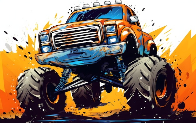 Farbiger Illustrations-Monster-Truck-Sporthintergrund