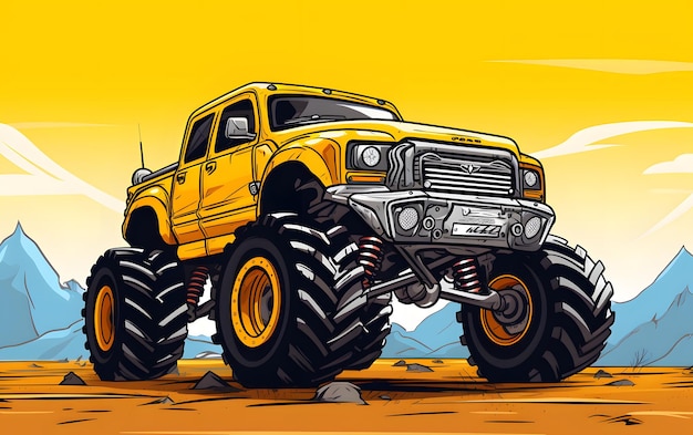 Farbiger Illustrations-Monster-Truck-Sporthintergrund