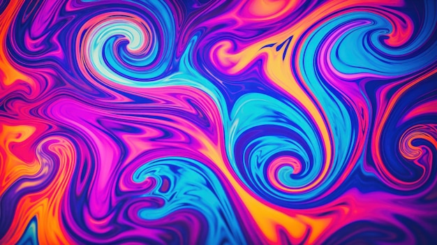 Farbiger psychedelischer Hintergrund mit wirbelnden Formen ai