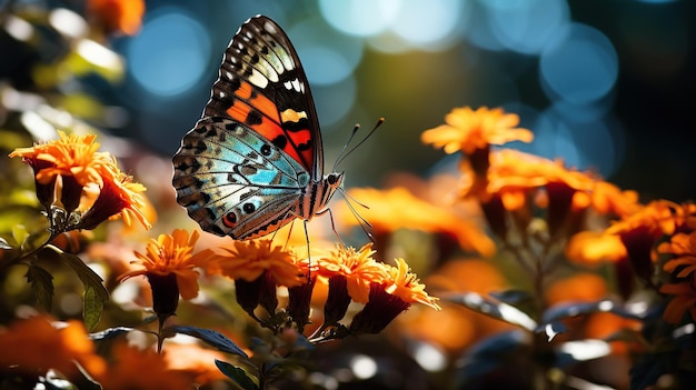 Farbiger Schmetterling auf einer Blume AI Generative AI Generative