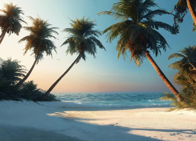 Farbiger Strand mit Palmen und weißem Sand