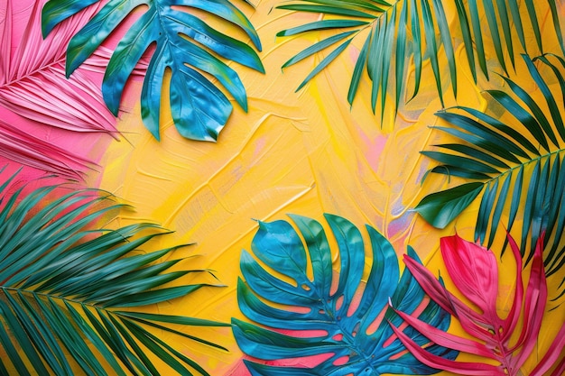 Farbiger tropischer Palmblatt-Hintergrund für das Sommermode-Konzept