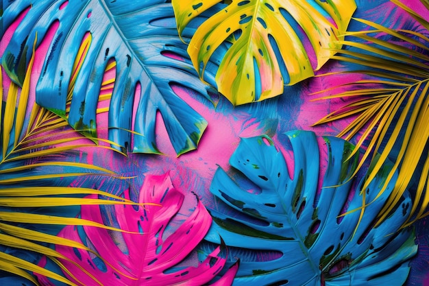 Farbiger tropischer Palmblatt-Hintergrund für das Sommermode-Konzept