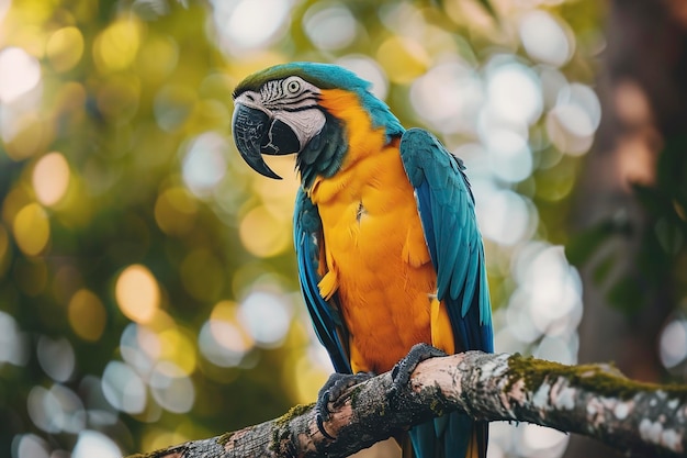 Farbiger Vogel schmückt sich an Baumzweigen