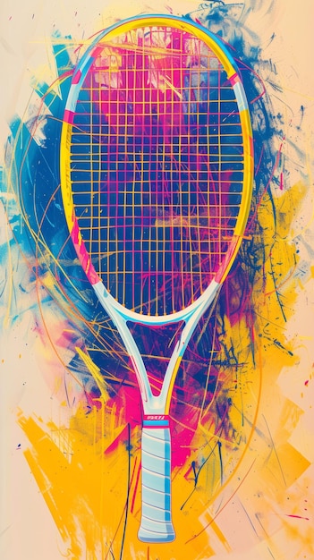 Farbiges abstraktes Kunstwerk für Tennisschläger