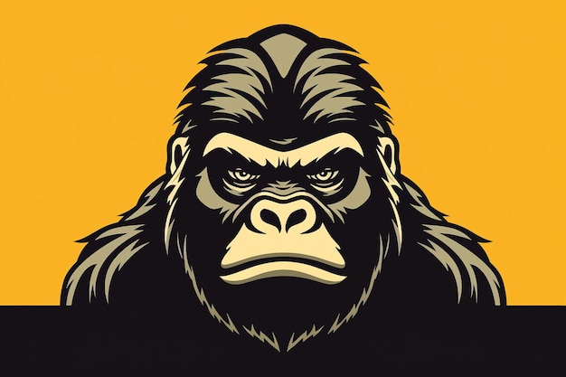 Farbiges abstraktes Porträt eines Gorillas in flachem geometrischen Kunstdesign