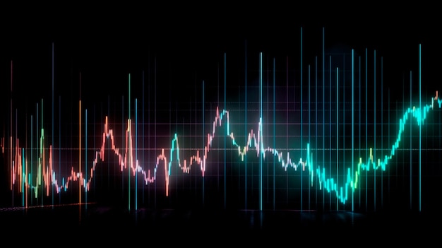 Farbiges digitales Diagramm auf dem Börsenmarkt Generativer KI-Illustrator
