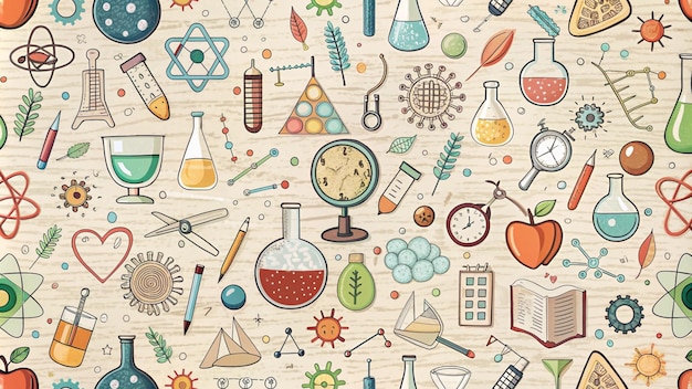 Farbiges Doodle-Muster für Wissenschaftsbildung und -wissen