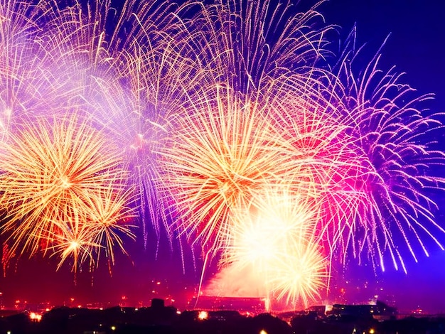 Farbiges Feuerwerk zum Neujahr und Kopierraum abstrakter Urlaubshintergrund eleganter Gl
