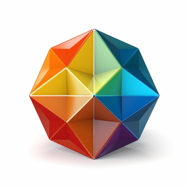 Farbiges geometrisches Icosahedron Regenbogen-Facetten-Design
