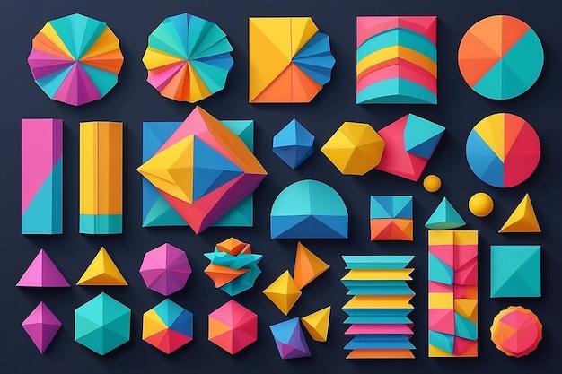 Farbiges geometrisches Papierobjektpaket