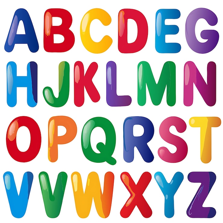 Foto farbiges magnetalphabet spielhaftes und pädagogisches buchstaben-set