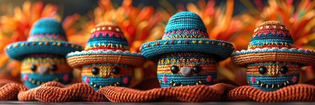 Farbiges Muster einer mexikanischen Fiesta mit Pinatas und Sombreros professionelle Fotografie