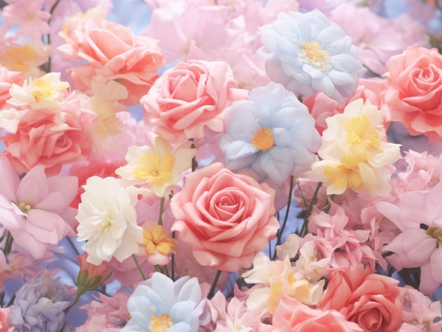 Farbiges Pastell Schöne Rose Blume Aquarell Hintergrund Tapeten Valentinstag Banner Abstract