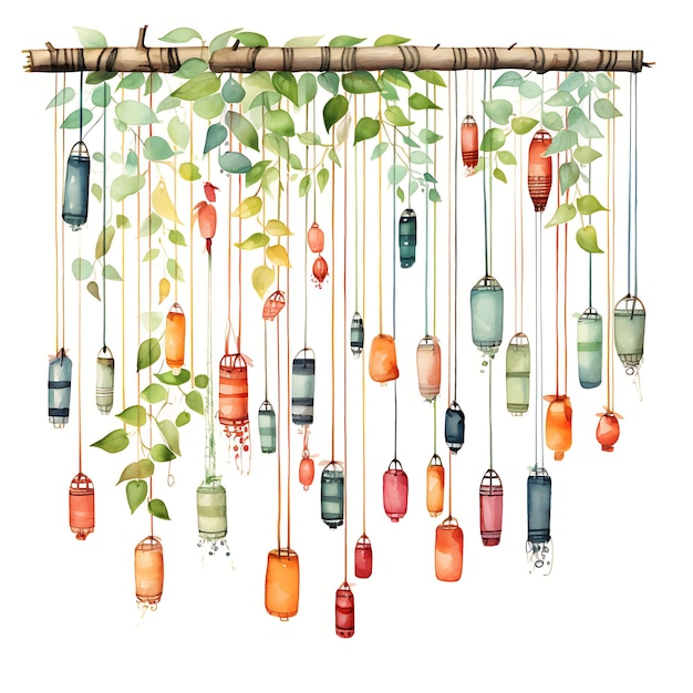 Foto farbiges philippinisches pabitin-hängspiel vielfarbige saiten bambus und kreative traditionelle objekte