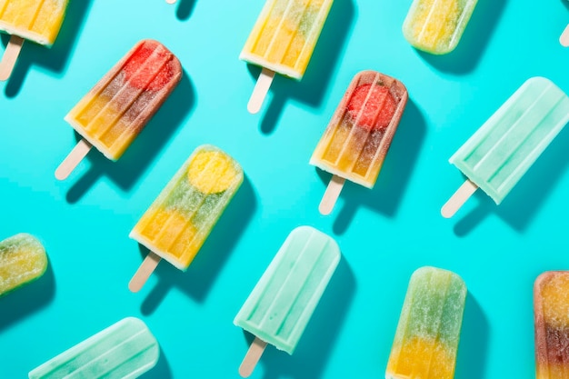 Farbiges Popsicle-Muster auf blauem Hintergrund