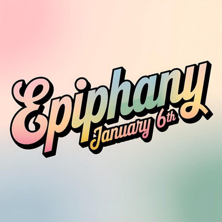 Foto farbiges typografie-design für epiphany 6. januar