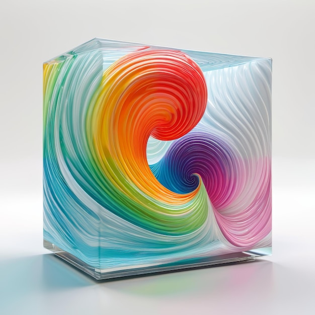 Farbiges Wirbelbild auf einem Glasblock
