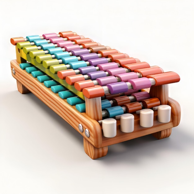 Farbiges Xylophone auf weißem Hintergrund 3D-Illustration