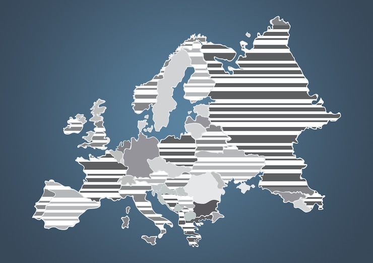 Foto farblandkarte von europa in grauer farbe