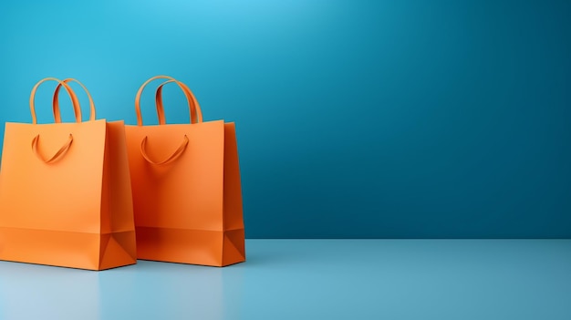 Farbpapier-Einkaufstasche, die auf farbigem Hintergrund für Einkaufen schwebt
