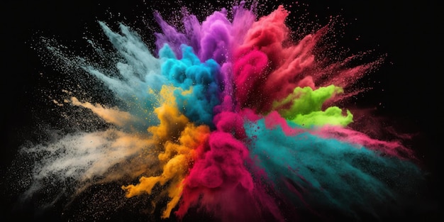 Farbpulverexplosion Bunte Explosion Malen Sie Holi Erstellt mit generativer KI-Technologie