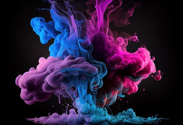 Farbrauch Farbspritzer Tinten-Wasser-Mischung xAFantasy Illustration Ai generativ