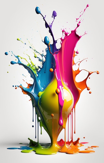 Farbspritzer mit bunten Regenbogenfarben Explosion von farbigem Pulver auf weißem Hintergrund Generative KI