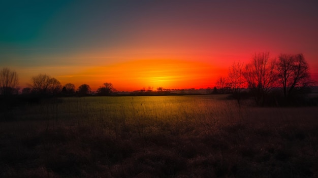 Farbverläufe in einem von der KI erzeugten Sonnenuntergang