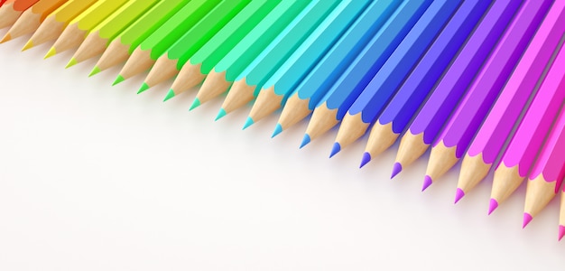 Foto farbverlaufsstifte auf weißem hintergrund.