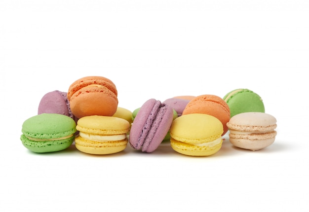 Farinha de amêndoa multicolorida assada redonda bolos macarons, sobremesa