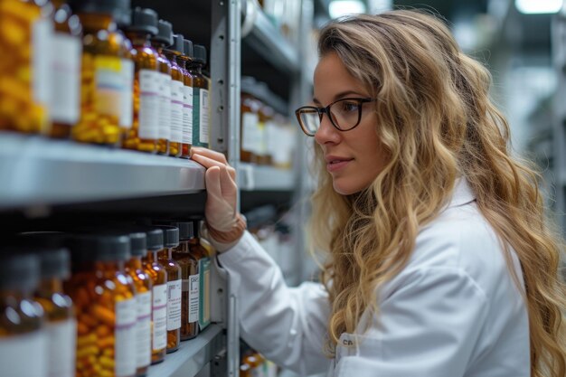 Farmacista centrada en el trabajo