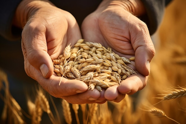 Farmer39s Hands CloseUp derramando um punhado de abundância generativa Ai