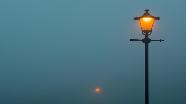 Foto el faro se alza en medio de la noche brumosa su luz proyecta un brillo cálido en el suelo creando una sensación de misterio e intriga