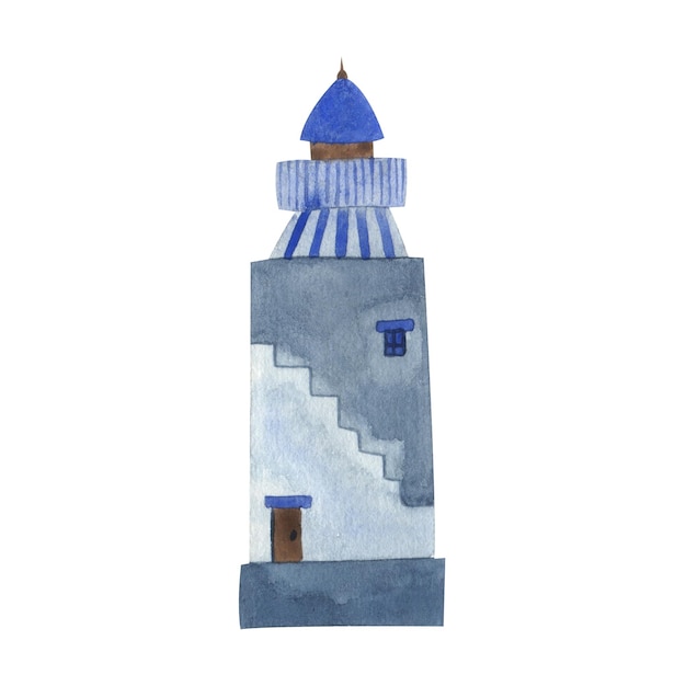 Faro azul blanco acuarela Ilustración de alta calidad