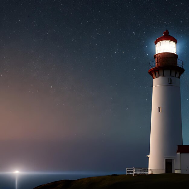 Foto un faro con una estrella en el cielo detrás de él