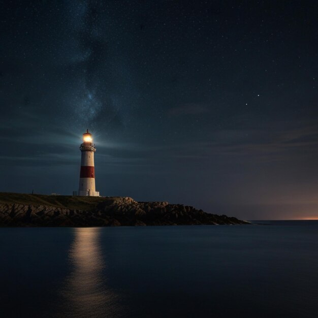 Un faro solitario en una costa rocosa