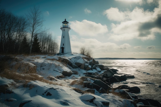 Faróis canadenses durante o inverno